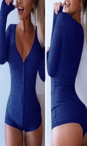 FashionSexy Bodysuit 여성 장난 꾸러기 Bodycon 점프 수트 긴 슬리브 바디 수트 여성 가을 ​​스프링 늑골 바디 수트 플레이 수트 슬림 Shor1087294