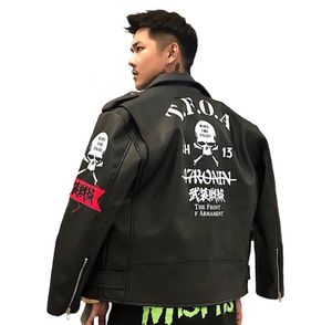 original Autumn Winter Street Brand Retro Men punk Style Leather Jacket Armed front Embroidery Skull print Bomber Outwear Coats1810325