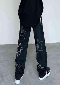 Y2K Jeans Men Star Printed Byxor Autumn New Korean Fashion Gothic High Street Style Loose Slim Straight Wideleg Pants G4183009