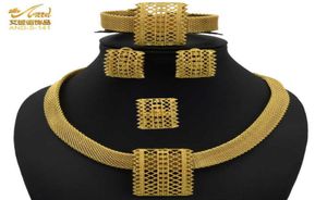 Ювелирные изделия роскошной цепной колье африканские ювелирные украшения 24k Dubai золотой цвет индийской арабской свадебной коллекции Серьга для женщин H109262567