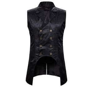 Mens Gothic Steampunk Double Breasted Vest Brocade Waistcoat Men Party Wedding Groom Tuxedo Vests Male Stage Singers Clothes XXL 26723566