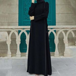 Roupas étnicas 2024 Vestido muçulmano Feminino clássico de pescoço alto Uma linha maxi vende personalidade Perfeita manga longa diariamente usa roupas