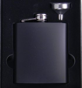 black 6oz stainless steel hip flask in black gift box packing Foam inner5425355