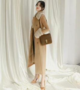 women winter wool coat luxury designer womens faux fur coat long trench jacket high waist british style woollen jackets2115324