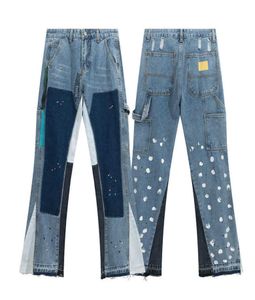 Marka mody designer Pants Galxxyd Patchwork Jeans Men039s i Women039s Ink Splashing Capting Micro Casual Spoders2640308