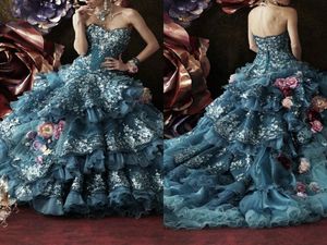 Stella de Libero Luxury aftonklänningar Applices Flowers Atrovirens spetsar uppåt brudkulklänningar golvlängd vintage prom dres6517364