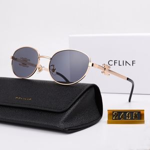 Womens CEL Oval 2495 and 4235 Fashion And luxury Designer Metal Mirror Legs Green Lens Sunglasses Retro Small Round Frame Sexy Little Women Glasses