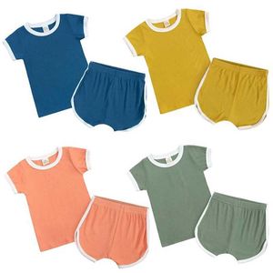 Set di abbigliamento set di abbigliamento per bambini e ragazze set di abbigliamento coreano set di maniche corta in cotone puro+pantaloncini estivi Q240517
