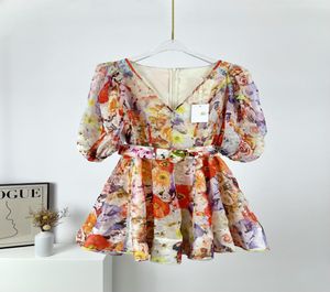 Lian Fashion Brand Dress Series New Color Flower Bubble Sleeve Mini Dress8702755