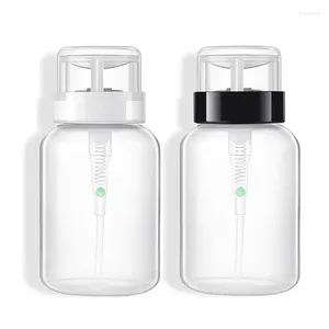 Storage Bottles Portable Empty Clear Pump Dispenser Bottle Plastic Nail Polish Remover Cleaner Container 60/100/120/180/200ml