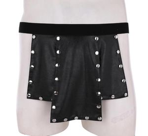 Lingerie sexy masculino boxers de couro faux shorts calças de látex de metal craveria cinto gays gays pornô clube rave rave women039s panti7658649