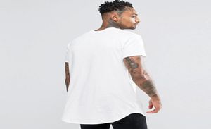 Todas as novas camisetas de camiseta masculina masculino masculino bainha curva Linha longa Tees Hip Hop Urbano em branco Justin Shirts8369615