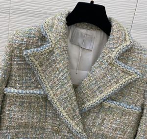 Chan New Women039S Brand Jacket Ootd Designer Fashion Topgrade Autumn Winter Lurex LOGO Tweed Coat Overcoat Leisure Women Spri6359630