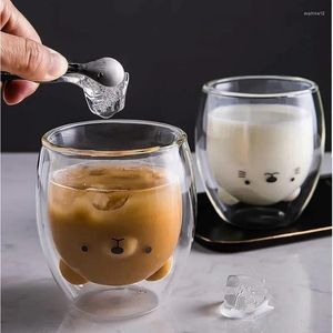 Vinglas med kreativ söt björnglaskopp dubbelskikt kaffemugg dubbel kartong djur mjölk dam enkel gåva modern jul