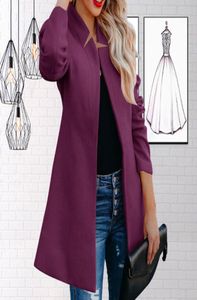 女性コートソリッドカラー厚い長袖ミディの長さ暖かいスリムスタンドカラーコート女性用の秋のジャケット1583588