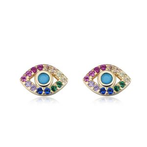 Stud Multi-Color Zircon Eyes Studörhängen smycken 925 Sterling örhängen för kvinnor diamant örhängen 14k guld silver örhängen q240517