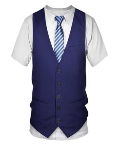 面白い偽のスーツ3D TシャツTuxedo Bow Tie 3DプリントTシャツ男性夏のファッションショートスリーブストリートスーツベストTシャツX063109296