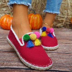 Casual Shoes Women Platform Loafers Spring and Autumn Round Toe Cartoon Flats Single Women's Woven Straw