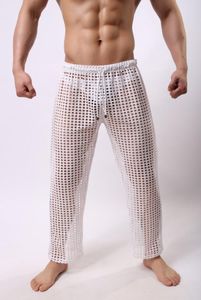 Männer Schlaf Lounge sexy Mesh Hosen für Männer Solid Herren Bottoms schiere atmungsaktuelle Männer sexy schwule Kee durch die Hosen lässig schwarze M2x4147480