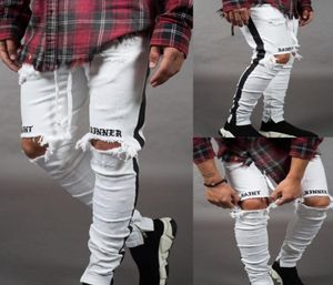 Новая модная мужская стилиста джинсы мужские высококачественные расстроенные джинсы на молнии повседневные брюки Мужские стилист Слим -байлист джинсовый брюки903611111111