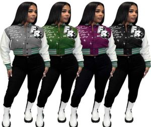 Damenmodebretter doppelte Baseballjacke Varsity Coat Dessinger Dessinger Frauen geschnittene Patchwork Button Letterman Jackets6227578