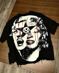 Herr t-shirts gotisk punk överdimensionerad grafisk t-shirt y2k topp hip-hop hajuku kortärmade mens lösa mönster t-shirt q240517