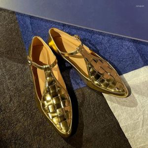 Buty swobodne Rozmiar 33-41 Tkaczy Miękki naturalny skórzany dziewczęta wygodne moda srebrna złote płaskie buty buty na obcasie taniec