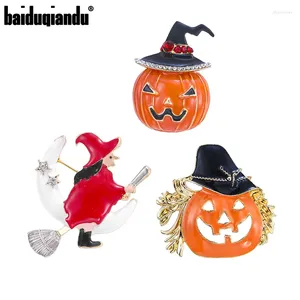 Brooches Baiduqiandu Enamel Pumpkin Wizard Brooch Pins For Women Men Halloween Pin Gifts