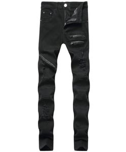 GODLIKEU Mens Casual Jeans Ripped Skinny Black Biker Designer Hip Hop Denim Pants5661746
