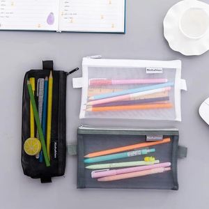Storage Bags 1pcs Convenient Bag Pencil Case Mesh For Kids Girls Gift Office School Supplies Stationery Nylon Pencilcase