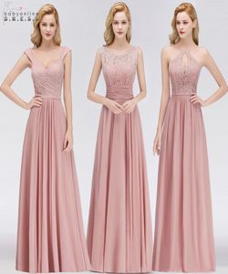 Vestido Madrinha Pink Lace Long Bridesmaidドレス