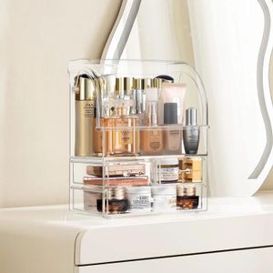 Großer klarer Acrylkosmetik -Make -up -Organizer mit Deckel mit hoher Kapazität Kosmetikspeicher -Hülle Schubladen StaubpR 240510