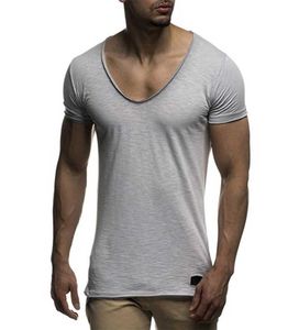 Прибытие Deep V Nece с коротким рукавом мужская футболка Slim Fit Tshirt Men Men Thin Top Tee Casual Summer Tshirt Camisetas Hombre My070 2206078005602