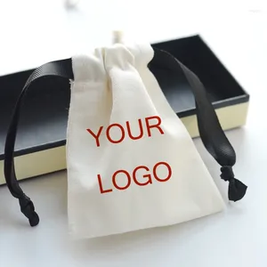 Shopping Bags DIY Mini Pouch Custom Name Cloth Drawstring Bag String Canvas School Change Jewelry Gift Small Storage