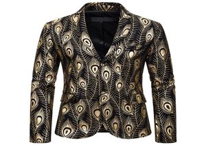 Designer Mens Clothing Suits Luxury Fashion Mens Blazers Feather Printed Spring Jacket Stylish Fancy Males Host Suits Blazers Cost7893721