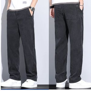 Letnie cienkie miękkie lyocell tkaniny dżinsy Mężczyźni luźne proste spodni nóg elastyczne talia swobodne spodnie plus m5xl 240518