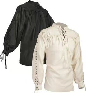 Camicie da uomo vestito alla moda vintage bandage a maniche lunghe camicia medievale camicetta gotica da uomo di alta qualità etnica sh0025368247