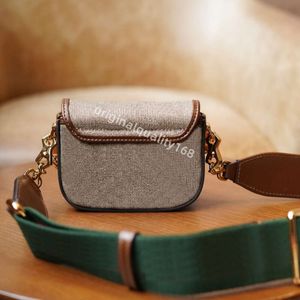 Designer Mini Crossbody Bag Europe Original Quality 19 55 Saddle Bag Chain Canvas Wide Shoulder Strap Double Shoulder Strap Italian Brand Horsebit Bag