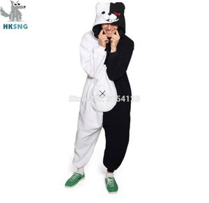 Hksng vuxen kigurumi björn djur pyjamas danganronpa svart vit björn monokuma onesies cosplay kostym jumpsuits jul t2001106601324