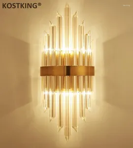 Lampa ścienna nowoczesne minimalistyczne przezroczyste k9 krystaliczne szklane stalowe luksus LED Delikatne dla jadalni lampy sypialni