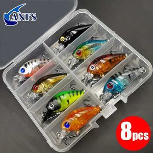 Baits Lures 8 pieces of crank bait Minnow fishing bait set floating artificial bait Topwater fishing baitQ240517