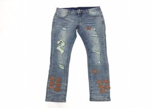 2021 мужские джинсы брюки с длинным рваным отверстием пластырь Little Bear Bear Pentagram Вышивка Прямая узкая дизайнеры Mens Clothing3335182