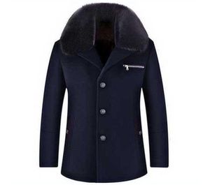全ウールコートの雄の毛皮の襟厚い暖かいウールジャケットイングランドスタイル冬の長いウールジャケット5色1502223933