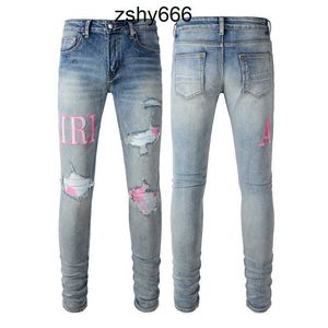 Man Jeans Designer Jean Purple Jeans 브랜드 스키니 슬림 핏 럭셔리 홀 찢어진 바이커 스키커 스키니 팬츠 디자이너 스택 남성 여성 트렌드 바지