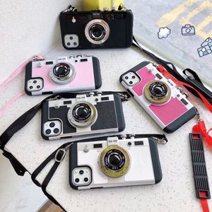 IKOREAN NETTE 3D RETRO CAMERA -Design Handy Silikon Hülle für iPhone 15 13 14 Pro Max 15Promax Schutzfälle rosa Rückseite 1pc