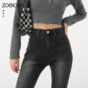 Frauen Jeans Frühling 2024 Y2K Vintage Kleidung Lose Flare Hosen Koreanische Frauen hohe taillierte Stech schwarze Denim in voller Länge