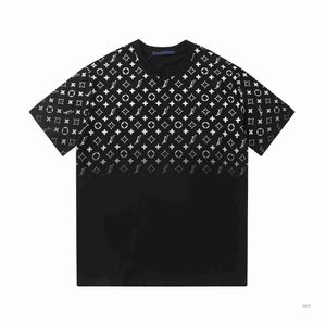 Mens T-shirt designer ny casual ren bomull rynka resistent klassisk stjärna formade bokstavs mönster par kort ärm skjorta svartvitt asiatisk hjo1