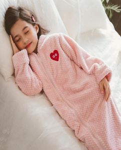 412 år barn039s Winter Zipper Bathrobe Flanell Girls Nightdress for Kids Teen Girl Dressing Gown Sleepwear Warm Pyjamas6143041