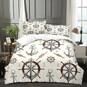 Bettwäsche -Sets Segelboot Muster Duvet Cover Set Anker Seildeck