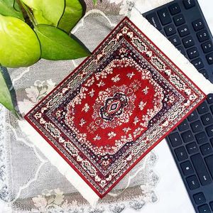 Mouse Pads Wrist Rests PC mouse pad Persian mini woven carpet retro style pattern cup laptop with home office desk decoration craft table J240510